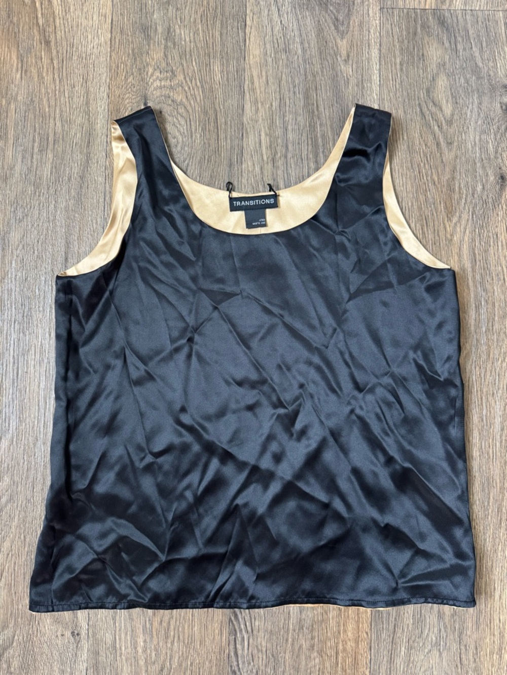 Transitions Black and Gold 100% Silk Reversible Blouse Tank Top
